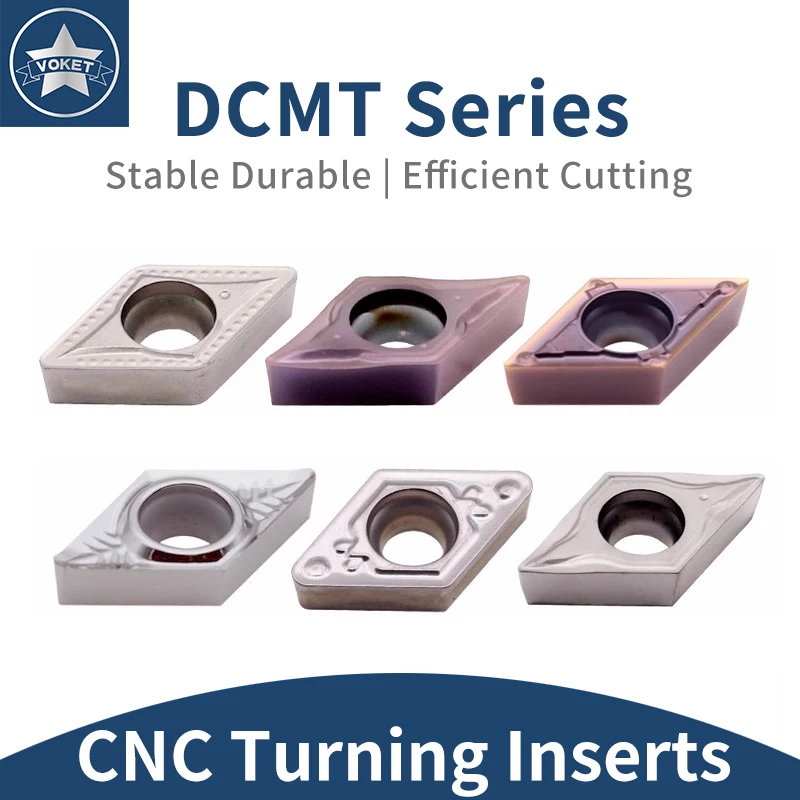 شفرة تحول CNC من كربيد DCMT070204 على شكل ماسة من VOKET للنحاس والألومنيوم ومعالجة الفولاذ المقاوم للصدأ ومقاومة للاهتراء