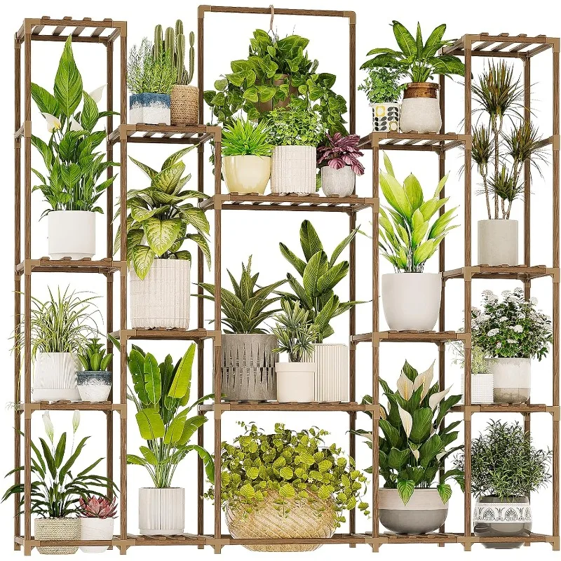 

Large Plant Shelf Stand Indoor Hanging Tall Outdoor Holder Wood for Multiple Rack for Living Room