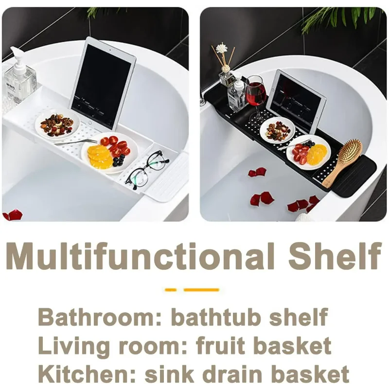 シンプルでおしゃれなバスタブ収納、拡張可能な排水バスシェルフ - Bath Caddy Tray のレビューと価格