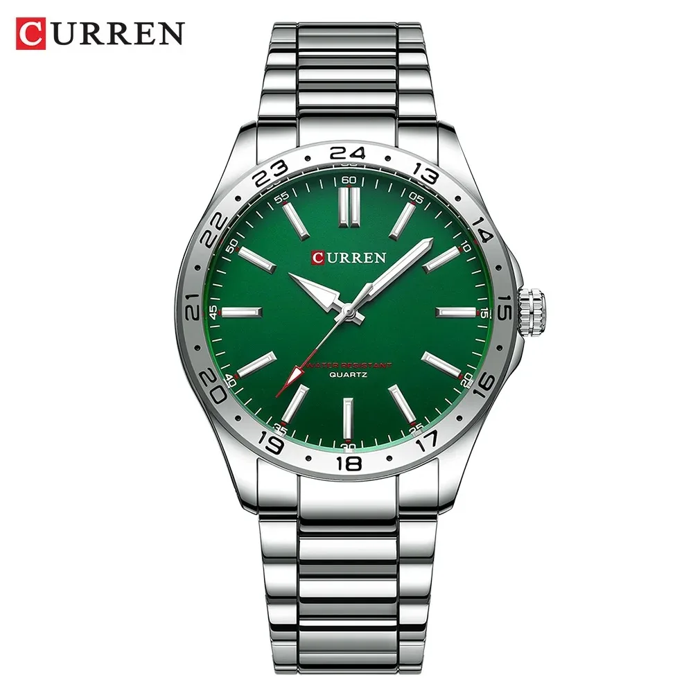 CURREN 8452 Luxury Silver Simple Business Wristwatch Quartz Analog Stainless Steel Bracelet Luminous Hands Watch Best for Gift