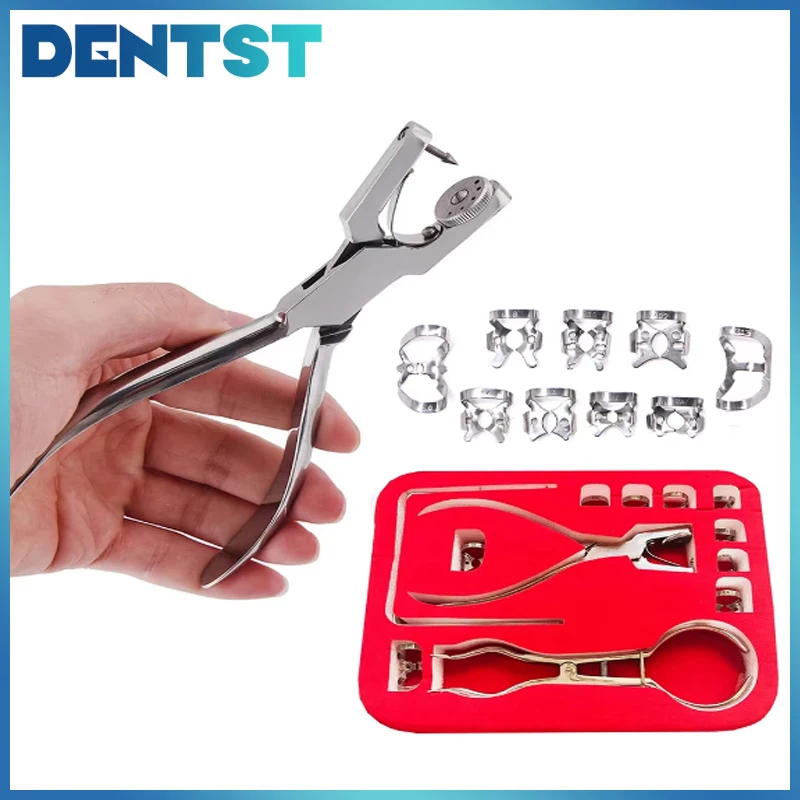 Dental Dam Hole Puncher Set Rubber Dam Sheet Perforator Kit With Bag Orthodontic Dam Clip Dentist Tools Dentistry Products