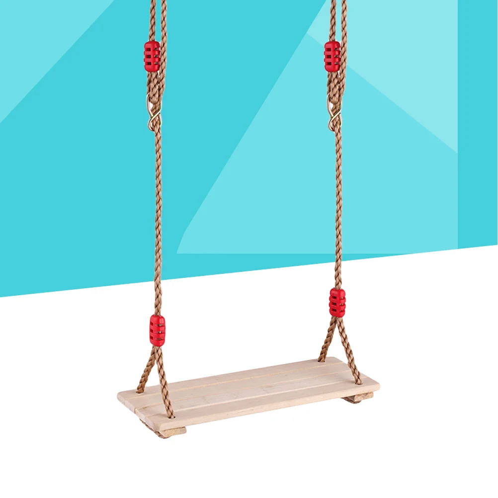 1pcs Four-Board Wooden Swing Set For Kids Adults Durable Hemp Rope Hanging Swing Seat Outdoor Indoor Playground Backyard Garage