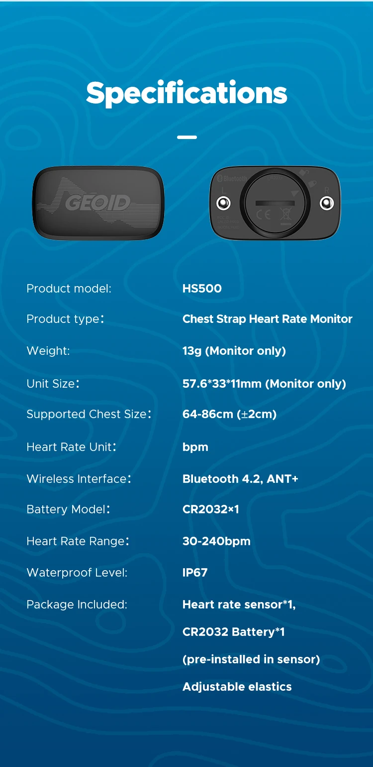 GEOID Armband Herzfrequenzmesser HS800 HRM Fitness Tracker HR Sensor HS500 Brustgurt Übung Radfahren Sport Yoga Zubehör – Detail 8