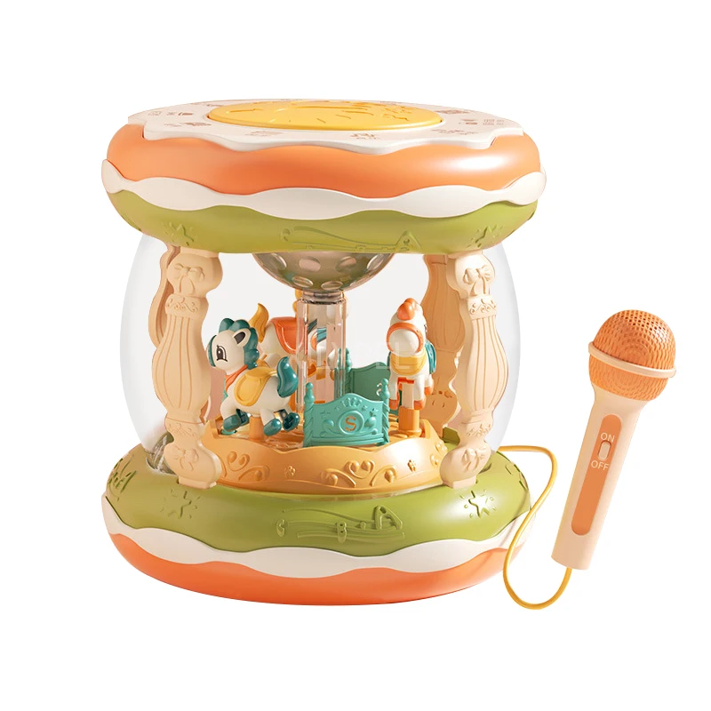 Baby Toys  0 6 12 Months Babies Musical Toy Carousel Music Drum with Light Toddler Montessori Early Educational Toys Xmas Gifts