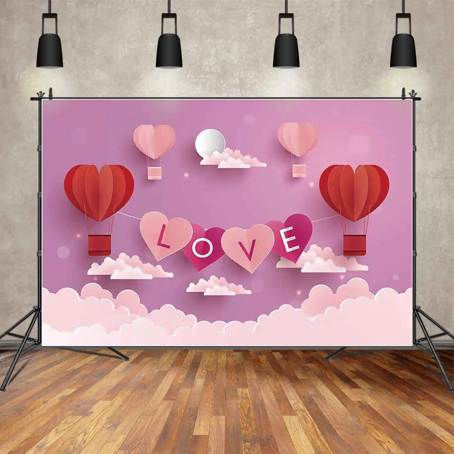 MOON.QG Lover Valentine's Day Photography Background February 14 Birthday Pink Red Backdrop Brick Wood Wall Photo Studio Props