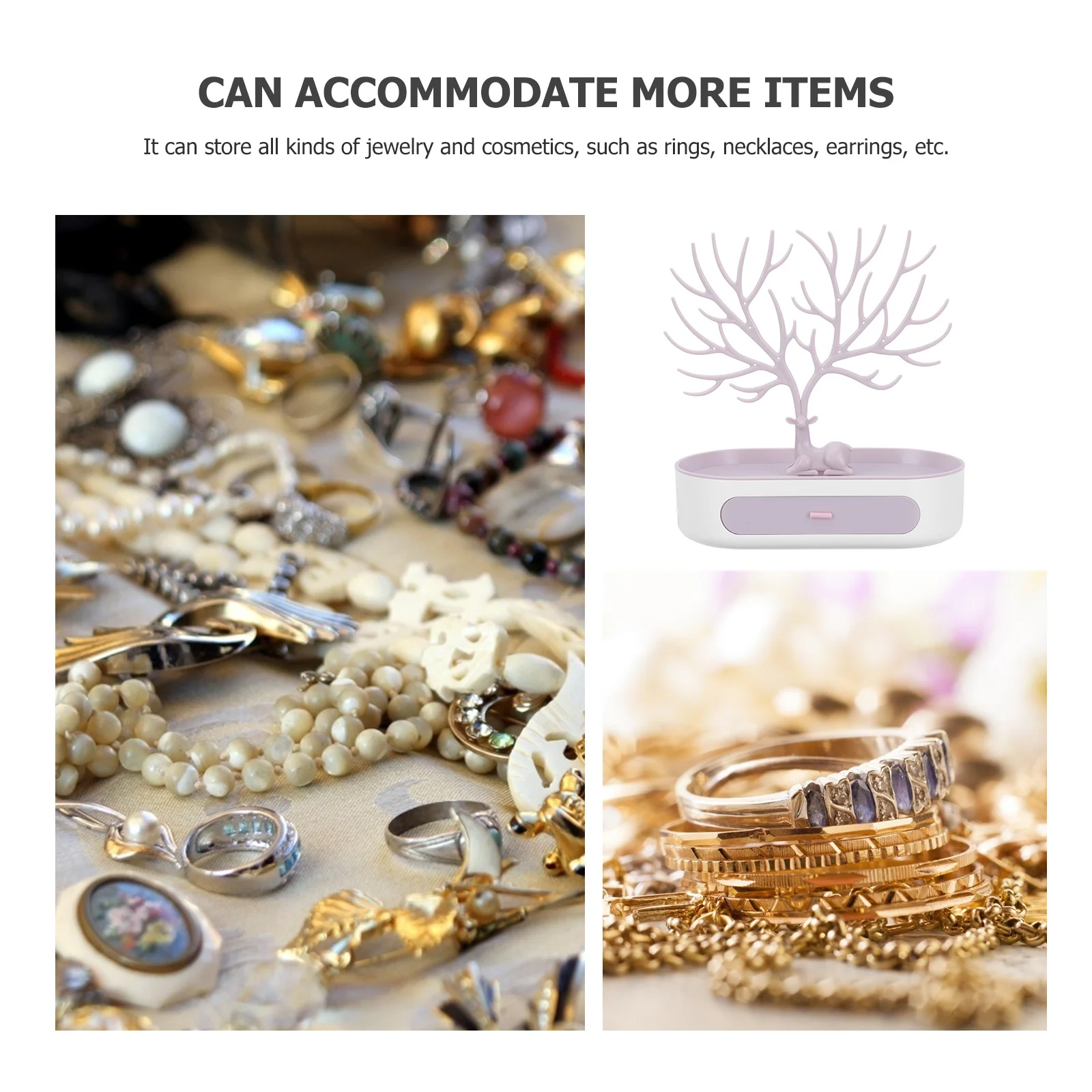 

1pc Jewelry Storage Tray Deer Horn Design Multifunctional Desktop Organizer For Cosmetics Rings Necklaces Storage Holder