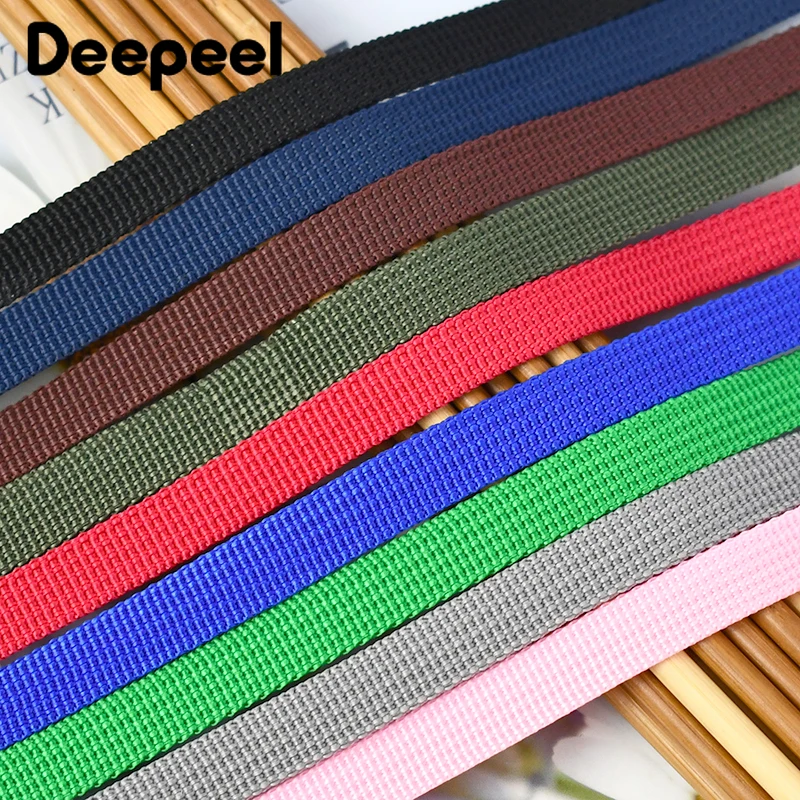 

45Meters Deepeel 10mm Polyester Nylon PP Webbing Strap 0.8mm Thick Tape Bag Belt Ribbon Braided Band Sewing Garment Accessories