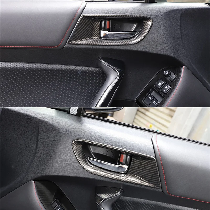 

3X For Subaru BRZ Toyota 86 2012-2020 ABS Carbon Fiber Car Inner Door Handle Decor Cover Trim Frame Sticker Accessories
