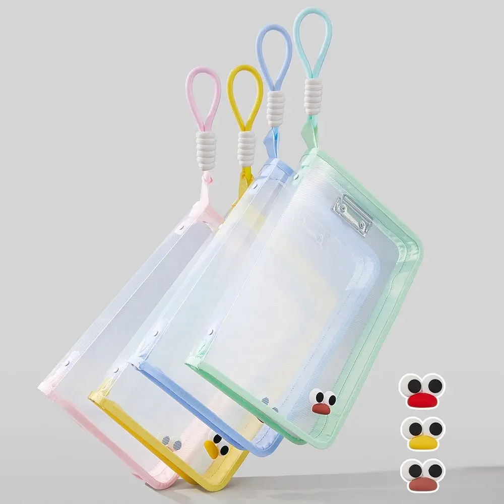 Multifunctional Test Paper Storage Bag Large Capacity Morandi Color Transparent File Bag Built-in Clip Board Thickened
