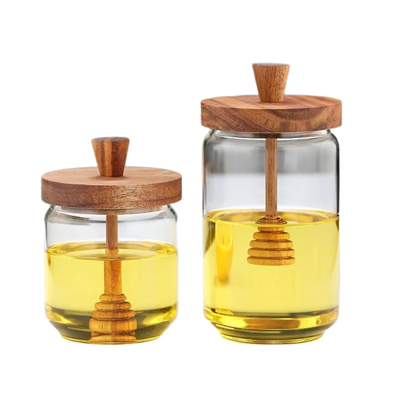 50 Pieces Glass Honey Jars Set with Wood Covers And Dipper - 500ML/800ML Food Storage Jars for Kitchen And Pantry