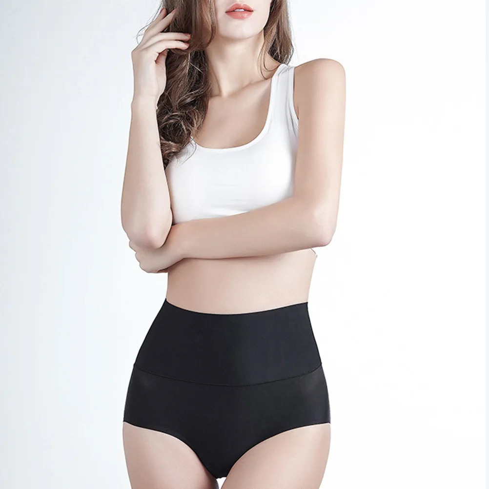 4 szt. Damskie majtki z wysokim stanem, czarne, rozmiar L, elastyczny pas, oddychające, bezszwowe figi modelujące sylwetkę, bez odcisków.