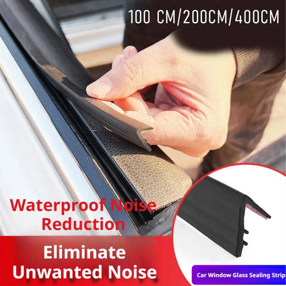 Car Door Window Seal Strip Rubber Auto Side Window Filler Weatherstrip Noise Insulation V-Shaped Protector Strips