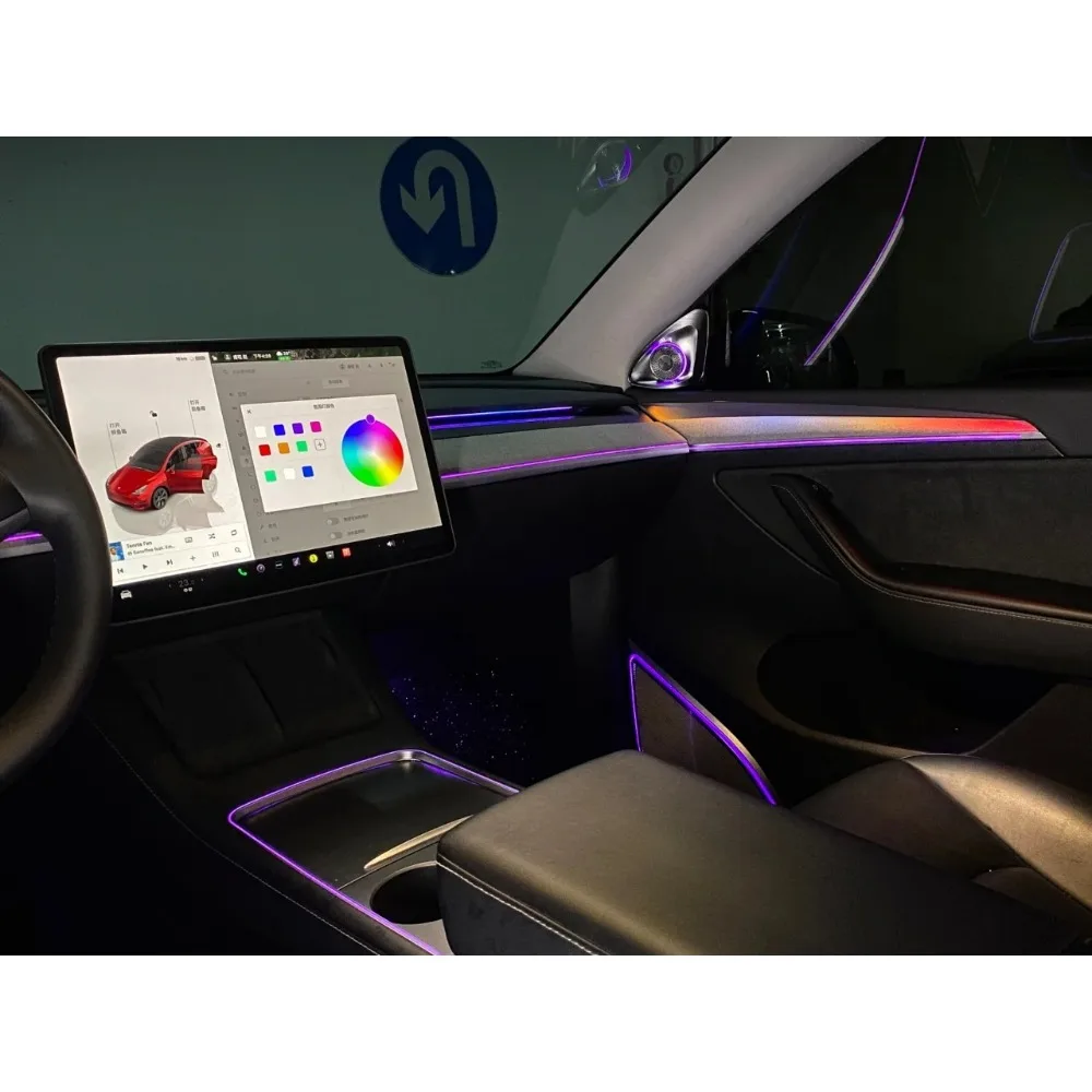 Dynamic 64 Colors  for Tesla Model Y 2024 Interior LED Lighting Tweeter Speaker Cover Upgrade Accessories