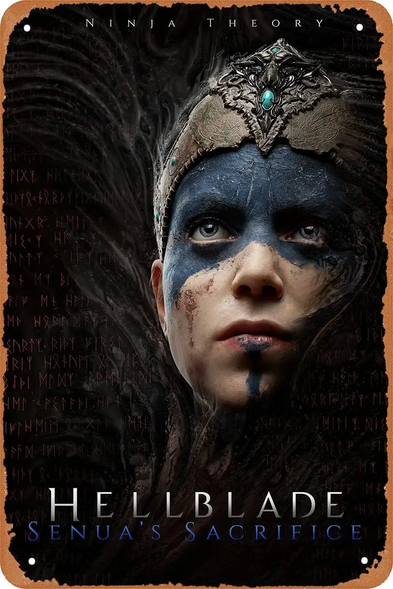 TersShawl Hellblade Senua's Sacrifice Poster Video Game Tin Sign Vintage Wall Decor Metal Poster 8x12 Inch