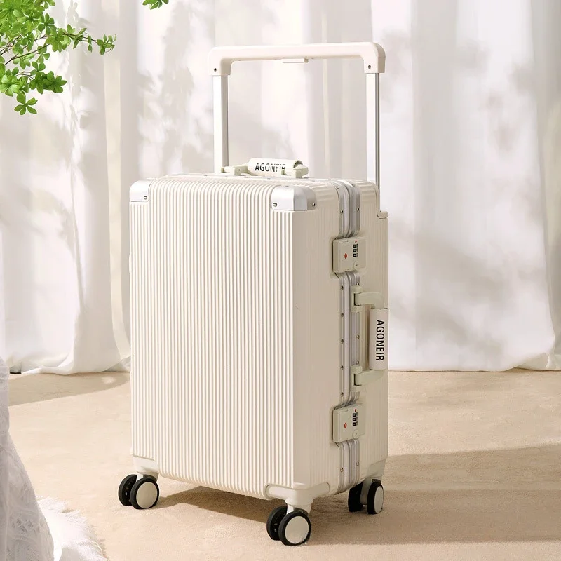 Mode Rollende Bagage Brede Handgreep Reiskoffer Unisex Koffer Grote Capaciteit Stille Universele Wiel Aluminium Frametrolleycase