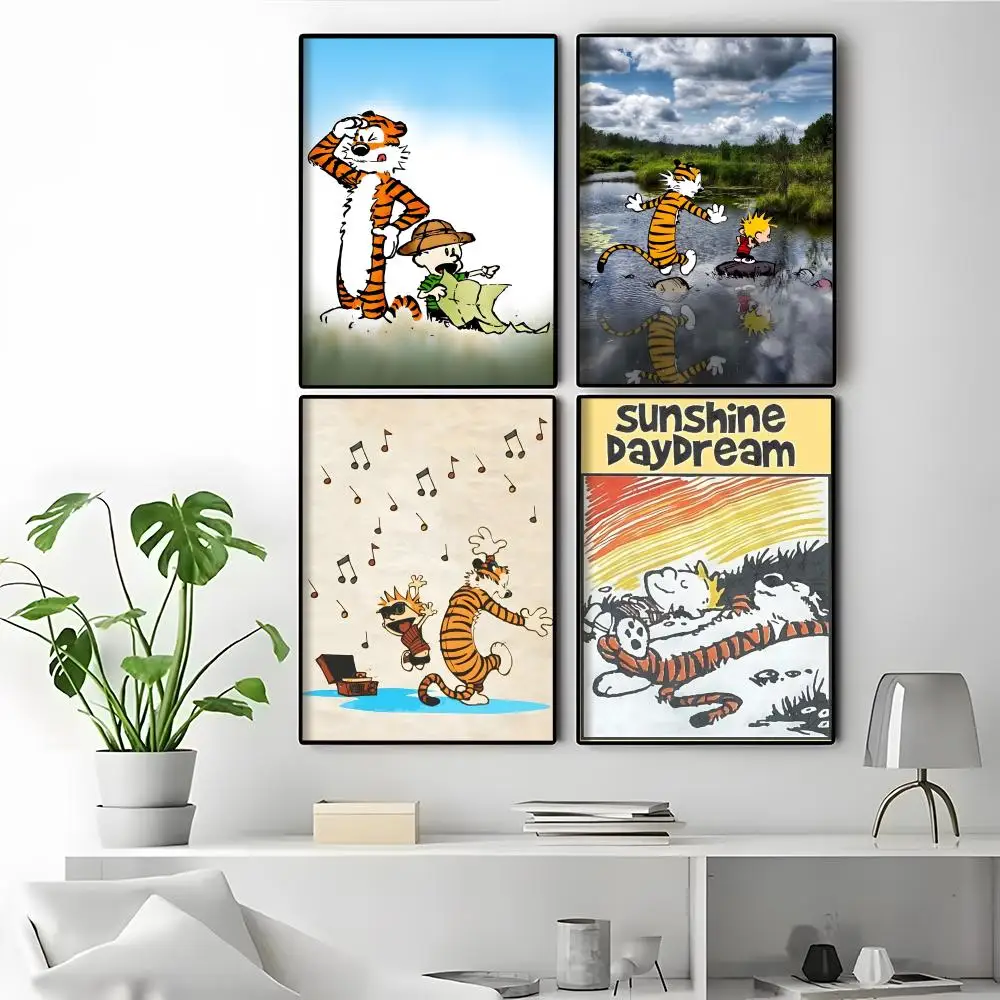 Calvin And Hobbes Self-adhesive Art Modern House Decoration First Apartment Decor Background Wall Poster Poster