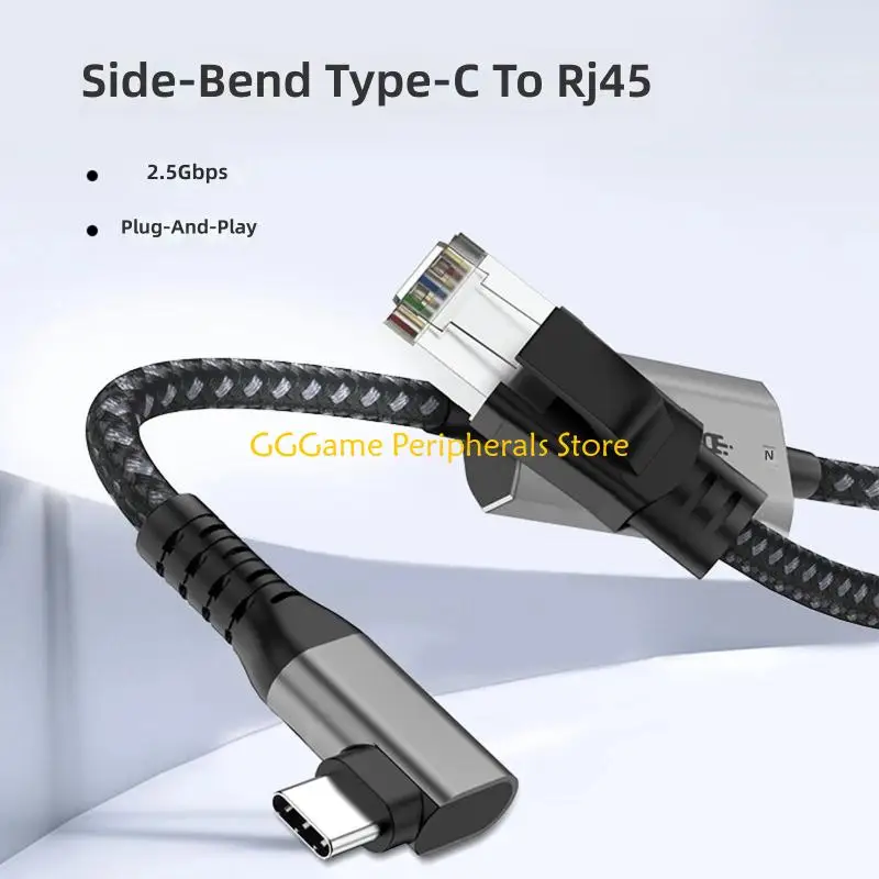 U55B Braided USB C To Ethernet Cable 2.5Gbps Cord Connection For Laptop Desktop