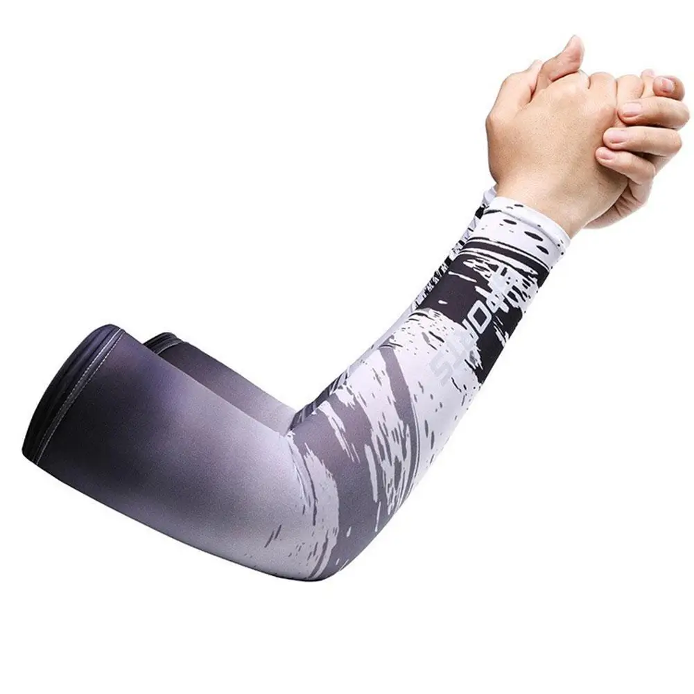 Mangas finas de seda de hielo para hombre y mujer, cubiertas de hielo estampadas, protección para conducir al aire libre, mangas UV para ciclismo,