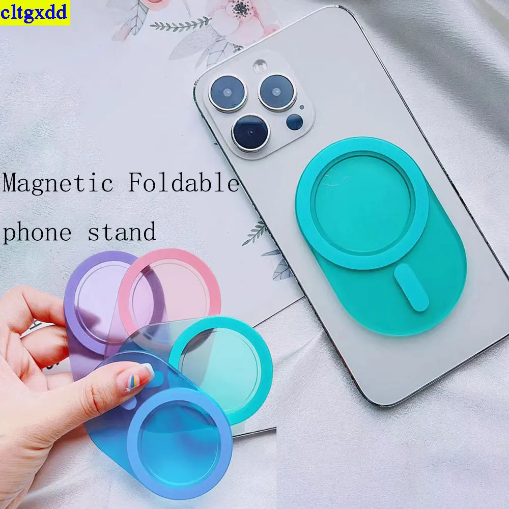 

cltgxdd 1piece transparent candy color for Magsafe magnetic elliptical magnetic suction bag lazy person stand base phone grip