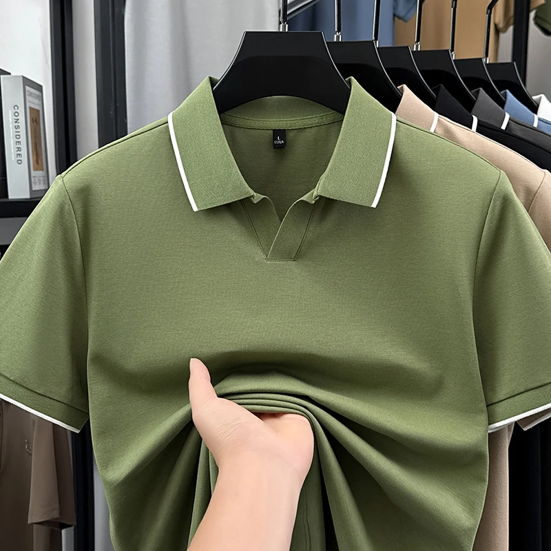 

Мужские классические поло-рубашки из дышащего хлопка с отложным воротником и коротким рукавом, трендовые летние модели 2026 года