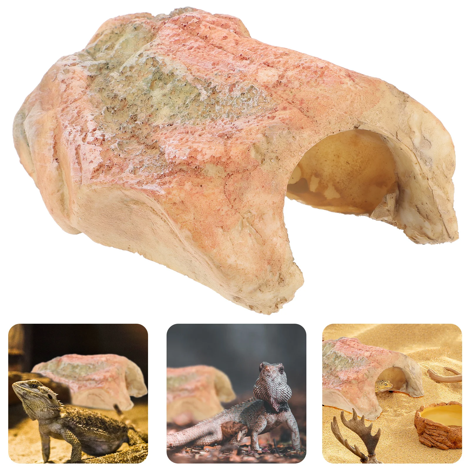 

Turtle Hideout Resin Simulation Rock Creative Basking Platform Suitable for Turtle Habitat Reptile Cave Tank Decoration