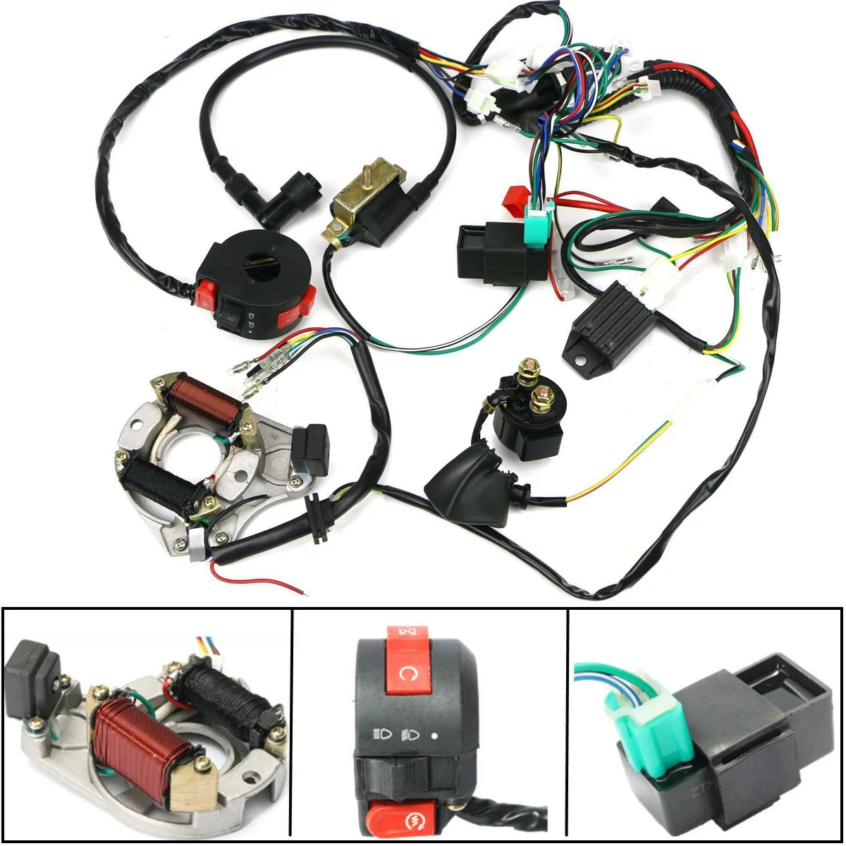 CDI Wire Harness Assembly ATV Start Quad Components 50 70 90 110CC Ignition