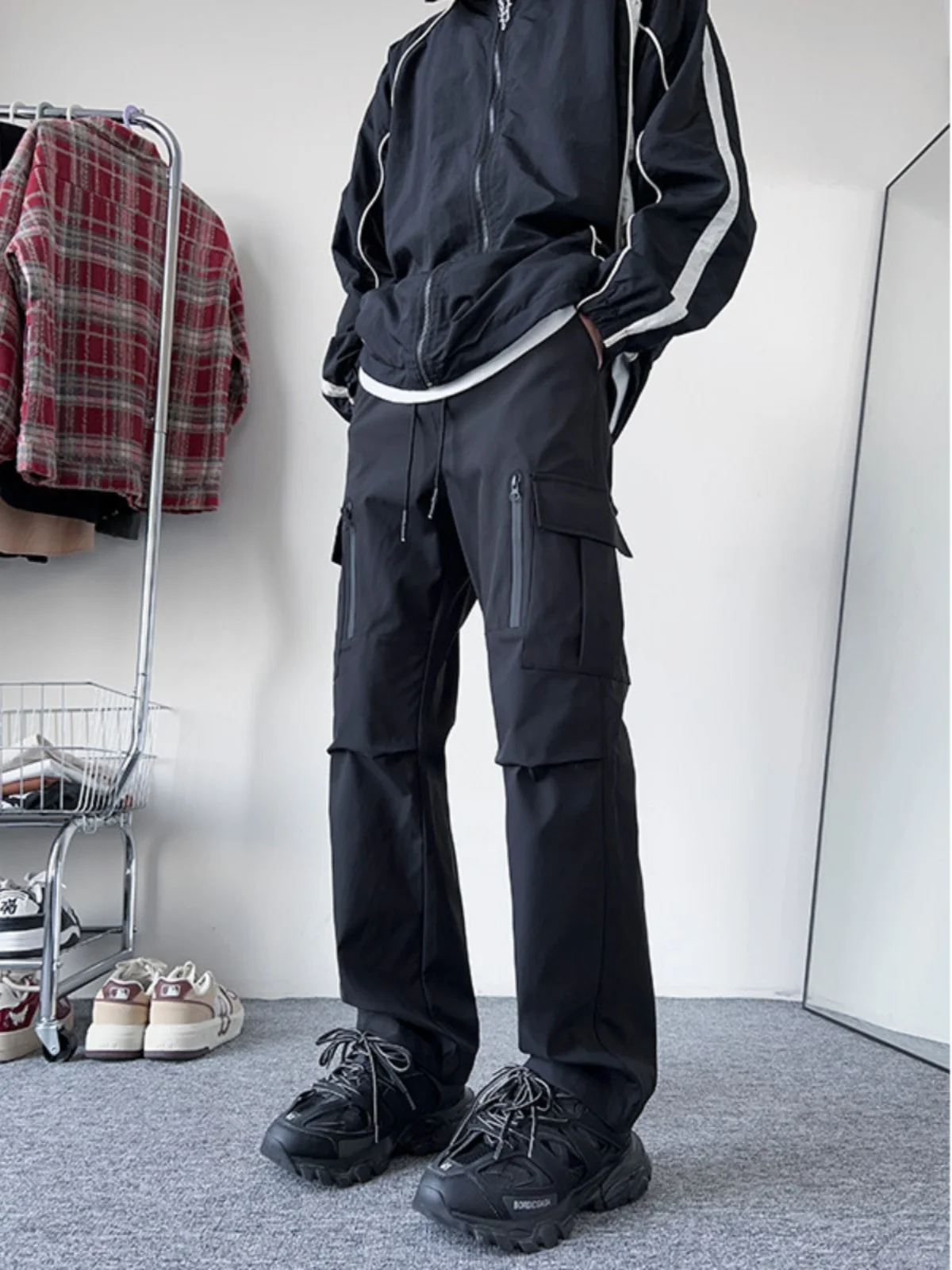 

Мужские свободные брюки прямого кроя в рабочем стиле, весенне-осенние модные брюки-карго в американском стиле, повседневные свободные брюки Haome