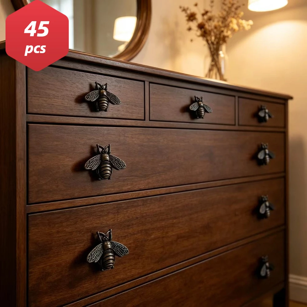 45pcs Retro Insect Shape Drawer Handles for Furniture Decorative Simple Knobs Dresser Pull Home Cabinet Wardrobe Wood