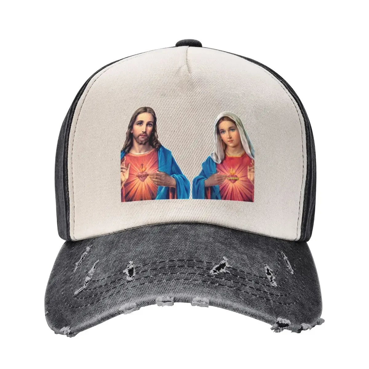 Sacred and Immaculate Hearts (Jesus and Mary) transparent background Baseball Cap Custom Cap Hood Women's Hats 2025 Men's