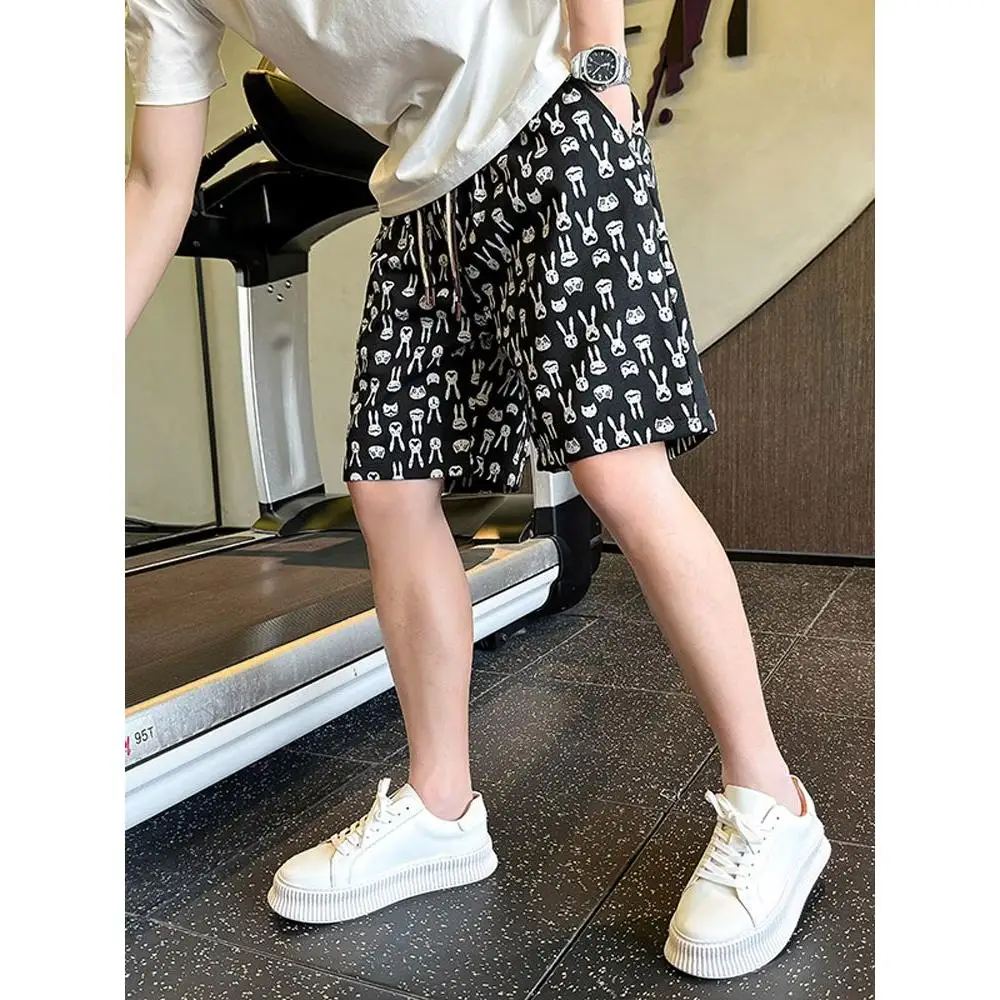 

Cartoon ort orts Men's Summer Trendy Five-Point Beach Pants Straight Leg Polyester Fiber Micro Stretch Comfortable Fit