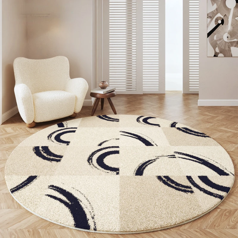 French Retro Style Rugs for Bedroom Fluffy Soft Living Room Decoration Round Carpet Thicken Plush Rug Large Area Study Floor Mat