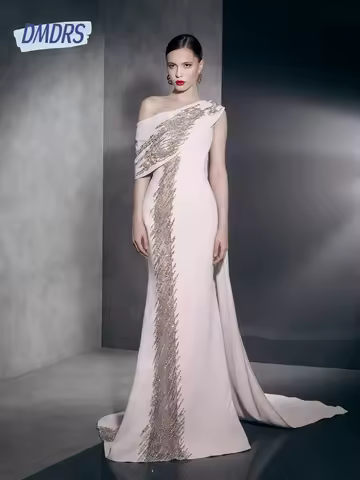 Shiny 2025 One Shoulder Evening Dress Customized Classy Sequined Exclusive Side Cape Cocktail Gown Mother Of High Quality Dress
