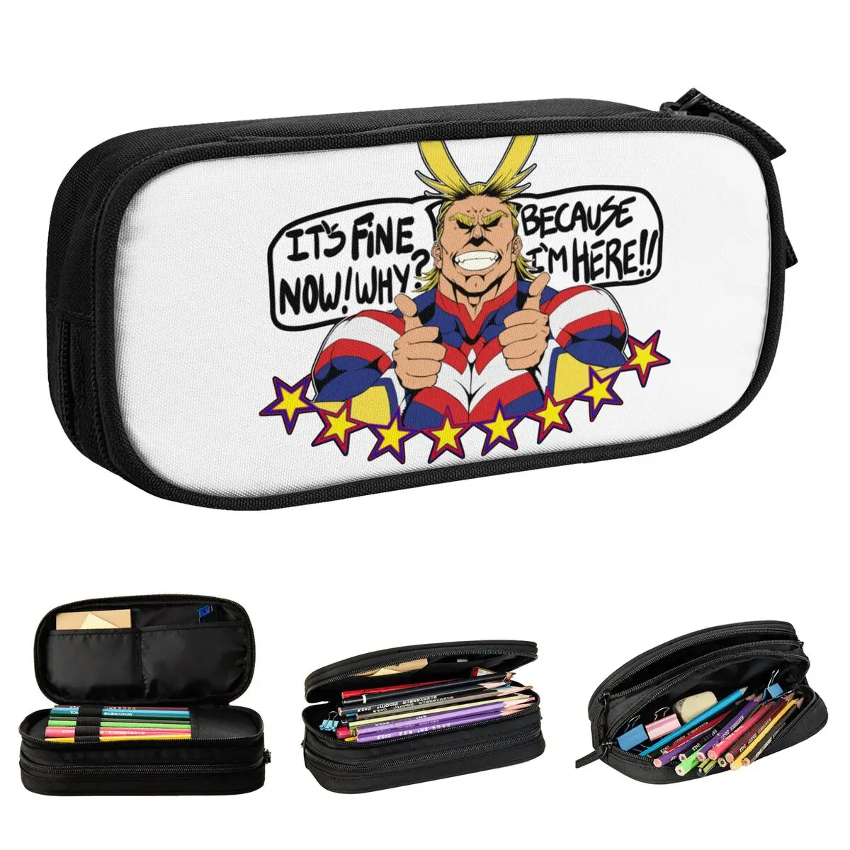 Fun All Might Is Here My Hero Academia Pencil Cases Pencilcases Pen Box Kids Big Capacity Bags Students School Zipper Stationery