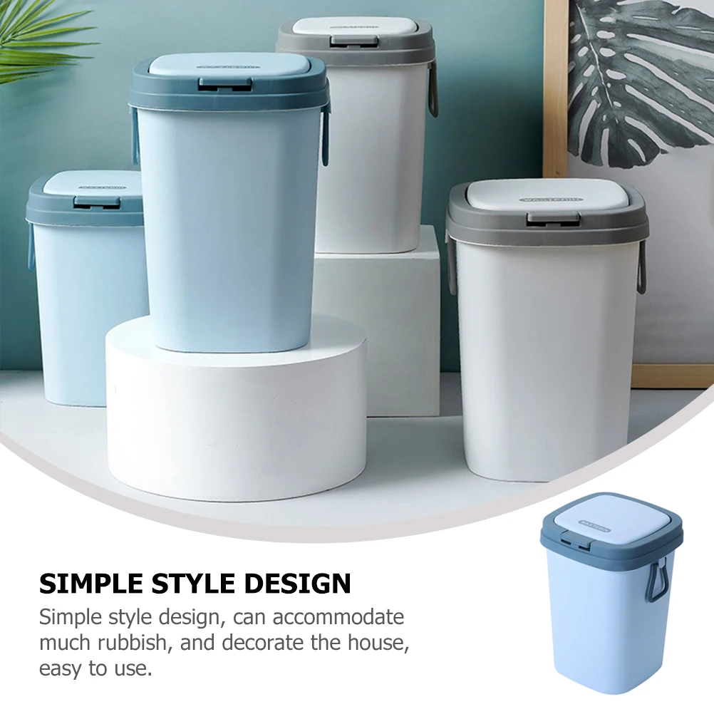 

Press Type 5L Small Trash Can Portable Bathroom Kitchen Bedroom Garbage Bin Recycling Storage Lid Included