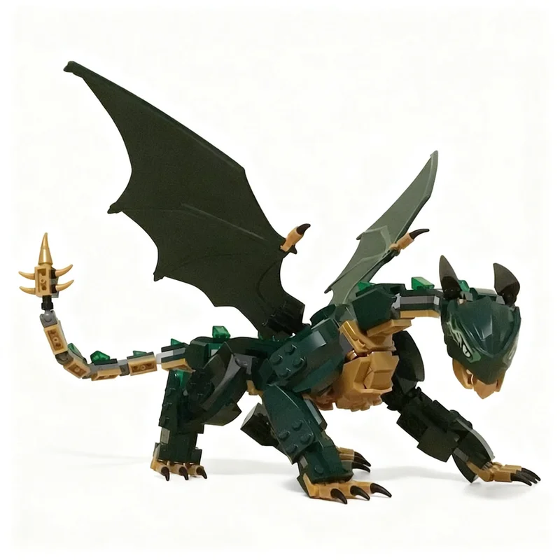 407pcs MOC Ninjia Dark Green Dragon Model Building Blocks Construction Christmas Gift Toys Creative Birthday Idea Art Collection