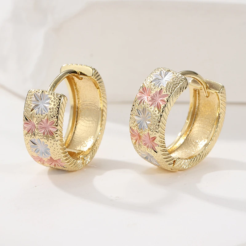 Retro, elegant and luxurious hand-carved pattern earrings, Bohemian women's jewelry