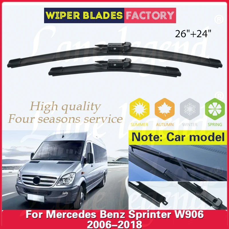 

Car Front Wiper Blades For Mercedes Benz Sprinter W906 2006 - 2018 Soft Rubber Windscreen Auto Windshield Rain Brush 26"+24"