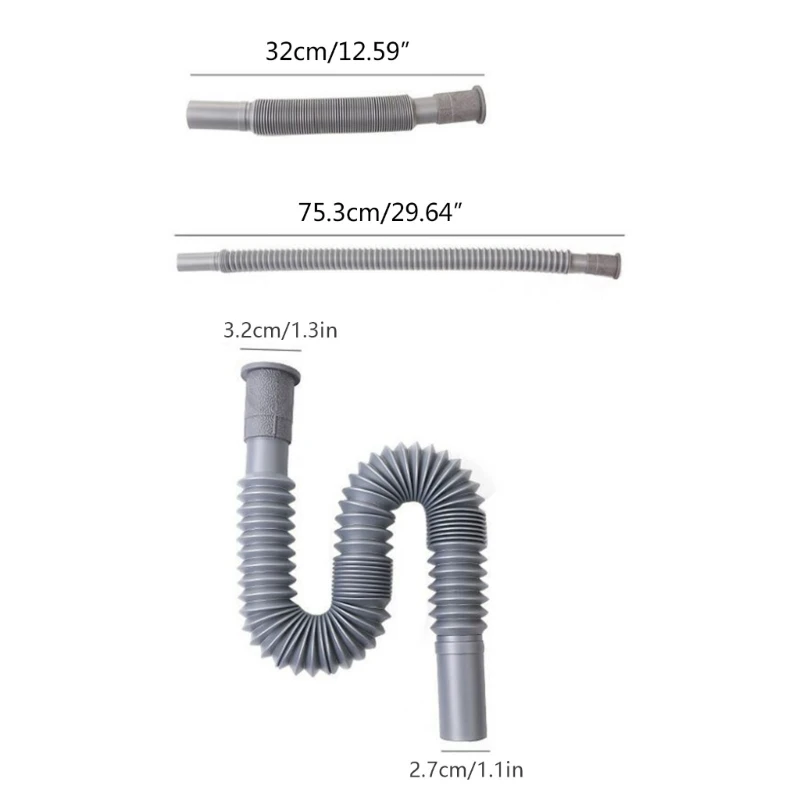 Wash Basin Pipe Plumbing Kitchen Sewer Pipe Flexible Bathroom Sink Drains Downcomer Hose Waste Pipe Overflow Pipe Home