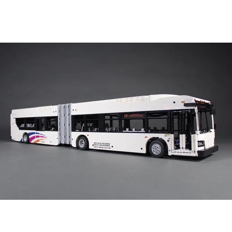 MOC-100374New Flyer XD60 Articulated Bus Transport Truck Building Block Model 5183 Parts Kids Birthday Building Blocks Toy Gift