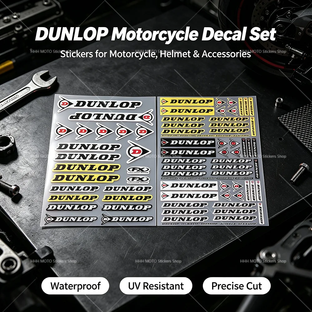 DUNLOP Reflective Stickers High Visibility Night Riding Vinyl Decals for Motorcycle Helmet Car Bike Scooter Warning Body Styling