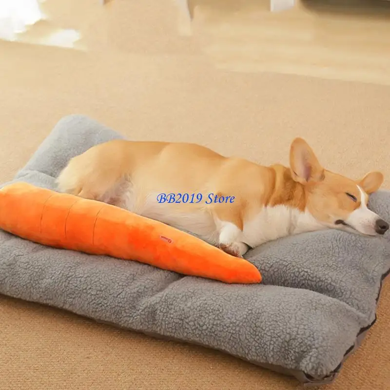 Q0KB Squeaky Teething Carrot/Banana Toy Small Dog Chew Resistant Plush Doll Teether