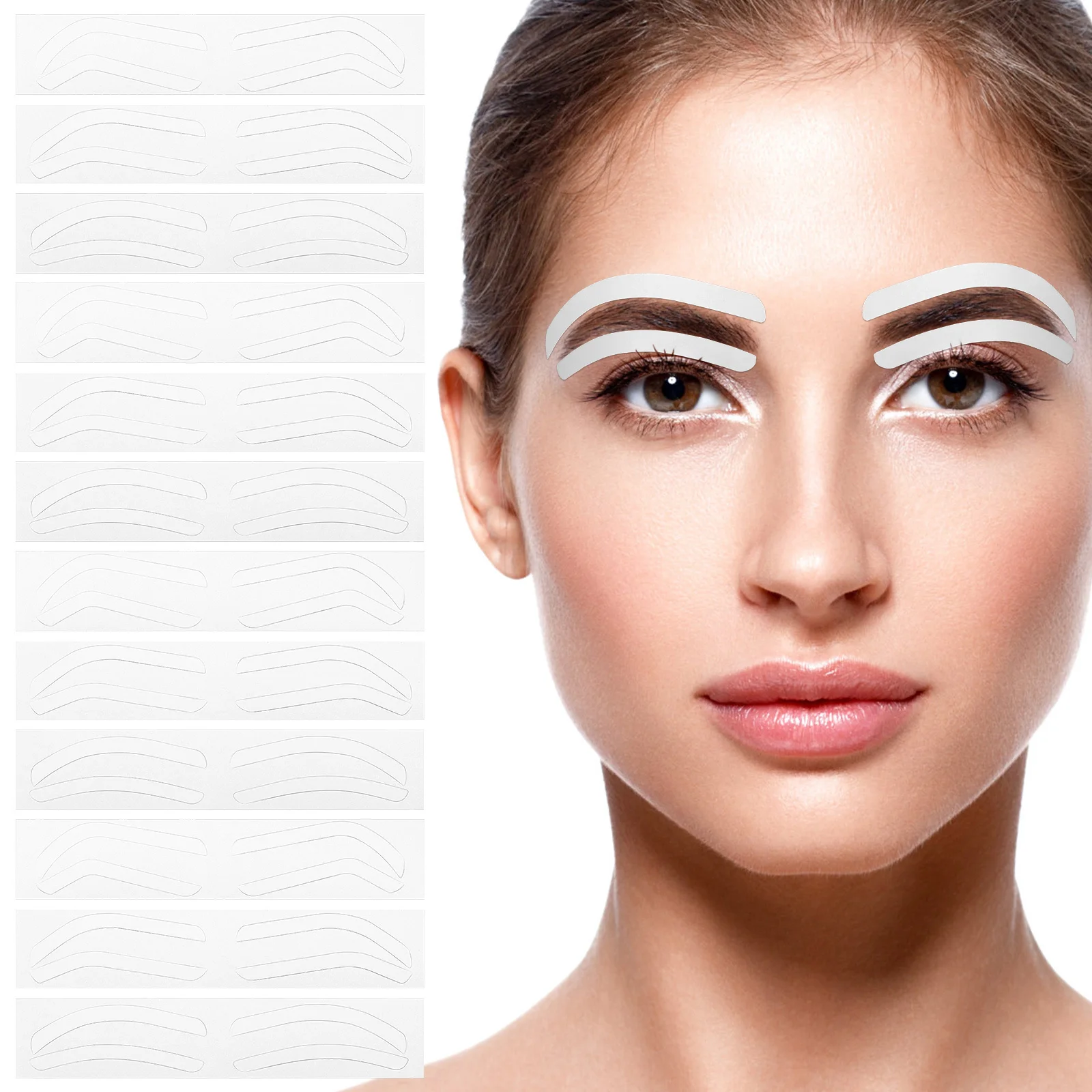 Kit de plantilla para cejas, cinta adhesiva para dar forma a las cejas, para maquillaje, tatuaje, plantilla para principiantes, pegatina desechable