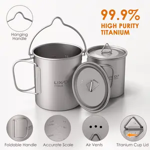 Amazon.co.jp: TOMSHOO チタンカップ キャンプ用 750mlポット＋450mlマグカップ＋軽量フォーク/スプーン チタン3個セット  蓋付き 折り畳み式ハンドル (チタンカップ) : スポーツ＆アウトドア