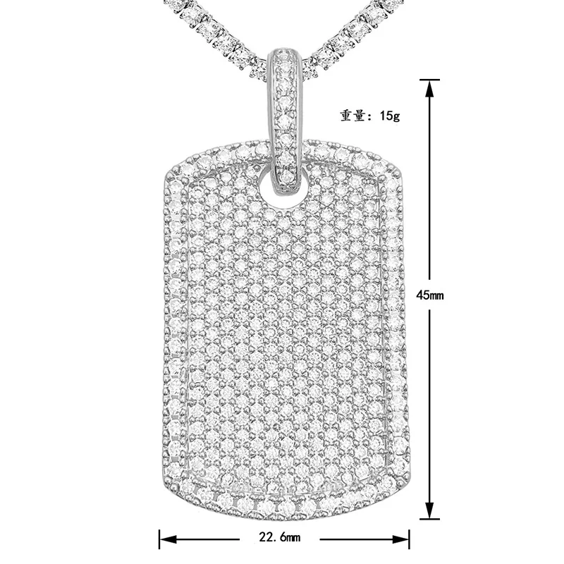 Hip Hop Iced Out Zircon Square Pendant Men Jewelry Bling Geometric Necklace Pendant Plated 16K Gold Birthday Gift