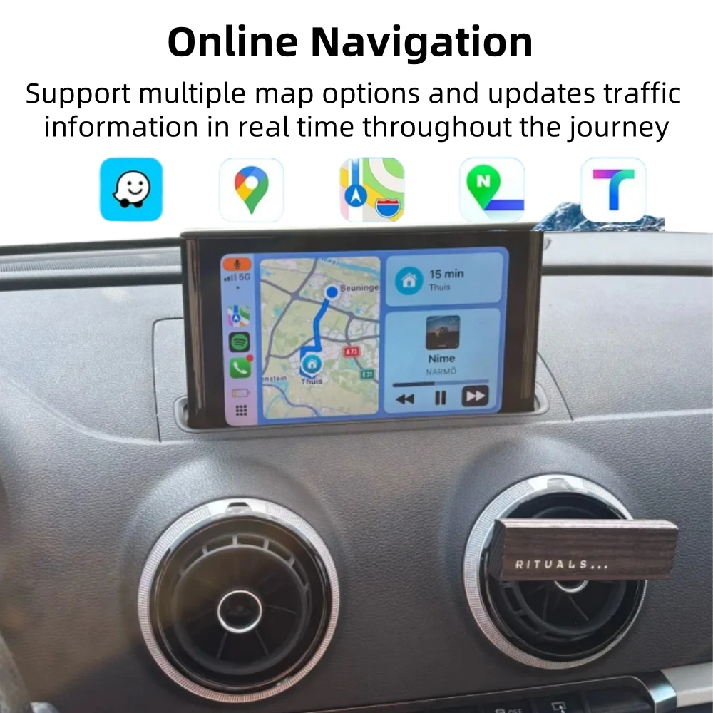 Android Auto Wireless CarPlay Module for Audi A3 8v Q2 8P 2013-2018 Mirror Link AirPlay Bluetooth Reverse Camera Functions