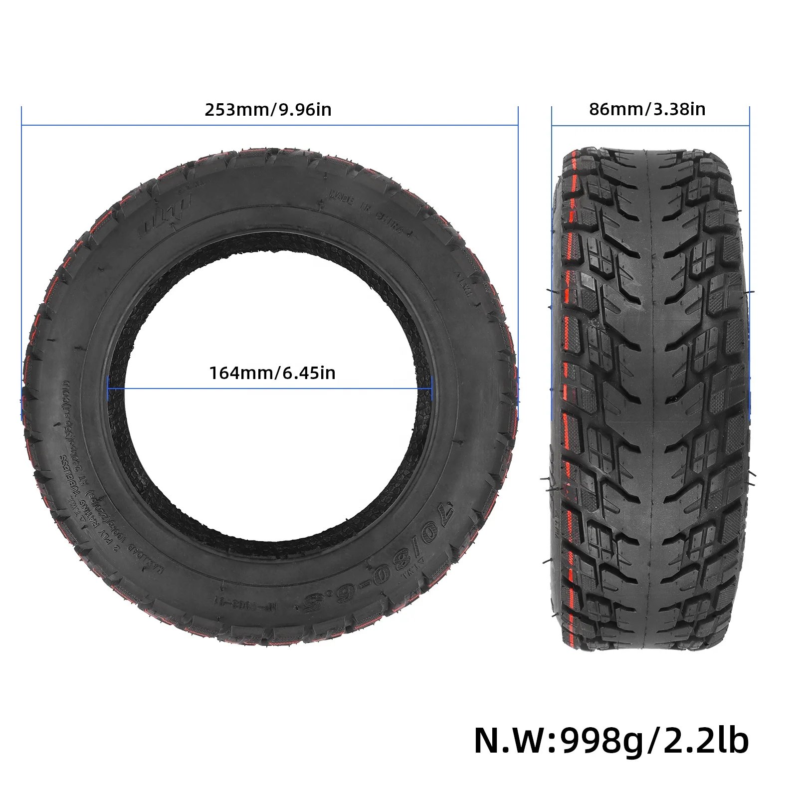 70/80-6.5 Off-road Tubeless Tire for Segway Ninebot S PLUS Electric Scooter Vacuum Tyre for Xiaomi Mini Plus 11 Inch Wheel Tire