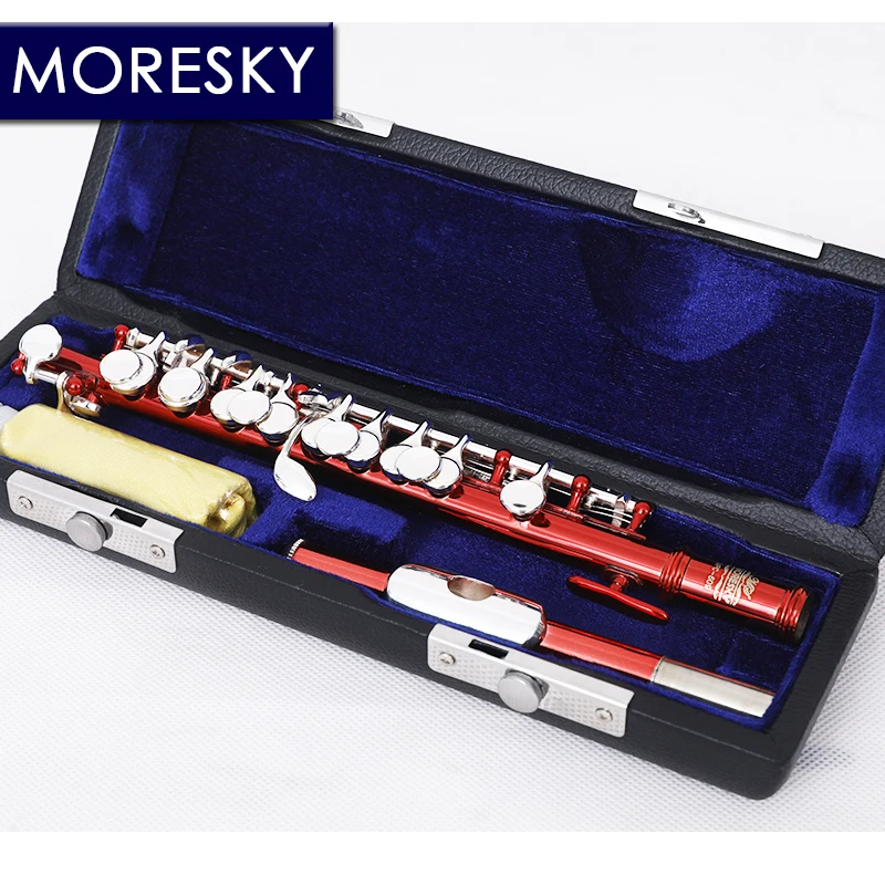 MORESKY Tone Piccolo Flute  C Key  Half-size   Cupronickel Silver Plated Multicolored