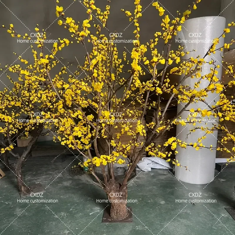 Simulated Plum Blossom Tree Large Pink Yellow Red White Artificial Flower Tree New Year Holiday Wishing Decoration