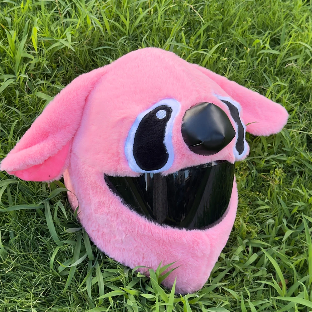 Helmet decoration plush cute pink yellow helmet protection capacete de moto accesorios para moto 오토바이 악세사리