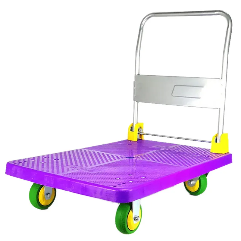 

Plastic folding silent flatbed cart, hand cart, push truck, load king, trolley, four-wheel trolley, moving cart